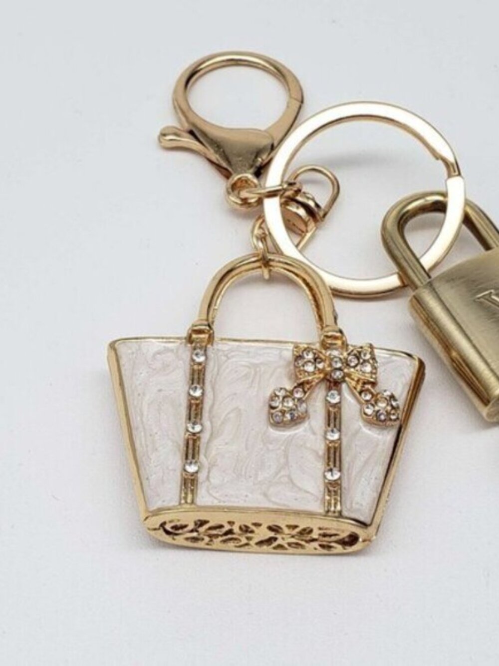 Louis Vuitton Authentic Gold Padlock 🔑 Key + Stylish Unbranded Bag Charm - Picture 9 of 9